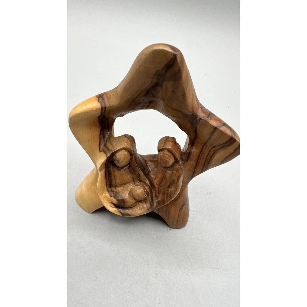 Holy Family Star Olive Wood Hand Carved‎ Figurine Nativity Scene Holy Land 2016